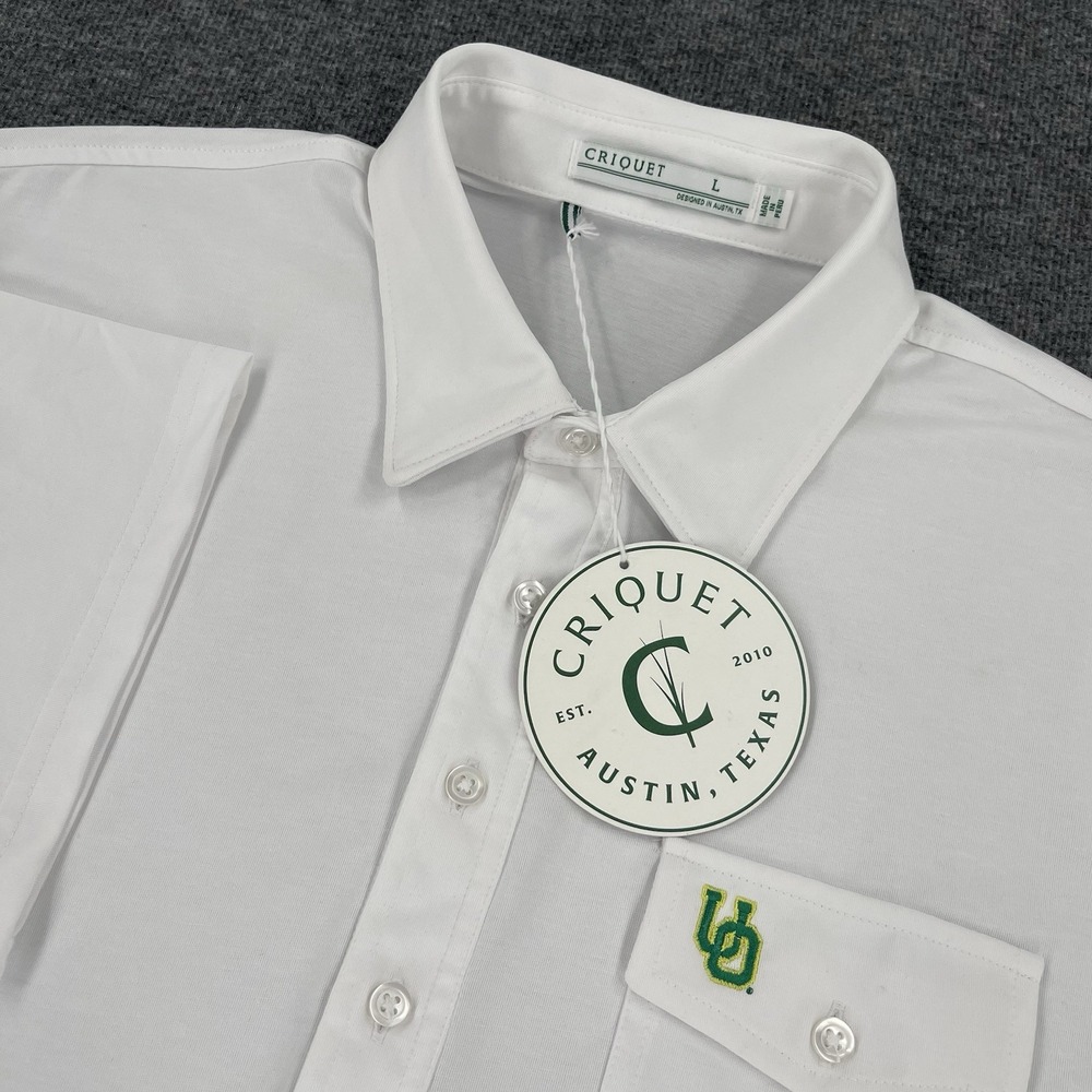Criquet Polo Shirt Mens L White Oregon University Collegiate Preppy Pocket